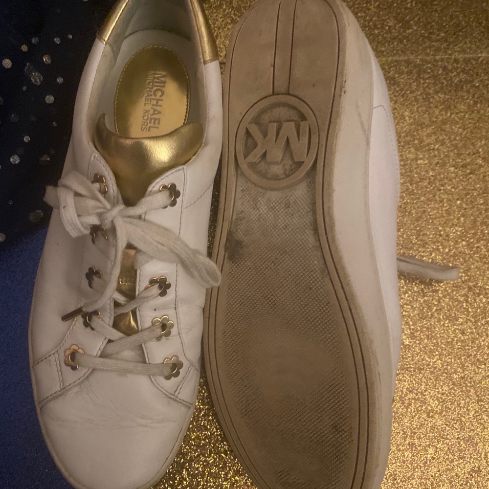 MICHAEL KORS GOLD FLORAL Sneakers DAZZLING RARE - Picture 5 of 8